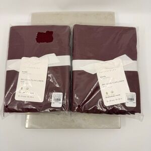 Pottery Barn Belgian Flax Linen Merlot Set Of Two Euro Shams Luxury Natural